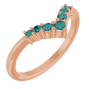 14K Rose Gold Natural Alexandrite Graduated V Ring