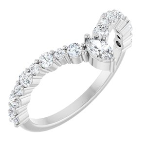 Sterling Silver 1/2 CTW Natural Diamond V Ring