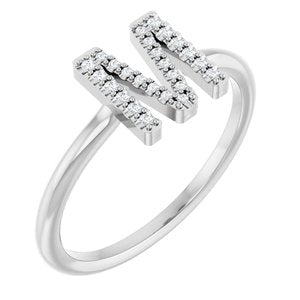 Sterling Silver .07 CTW Natural Diamond Initial M Ring