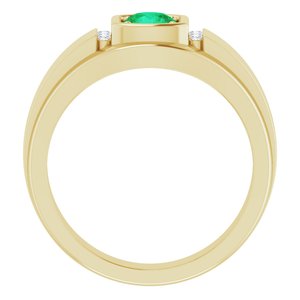 14K Yellow Gold  Natural Emerald & .08 CTW Natural Diamond Ring