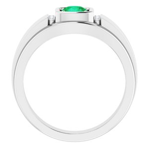 Platinum  Natural Emerald & .08 CTW Natural Diamond Ring