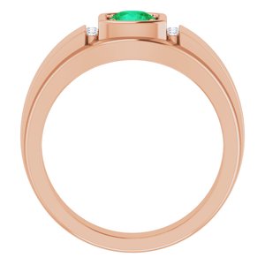 14K Rose Gold  Natural Emerald & .08 CTW Natural Diamond Ring