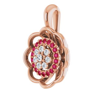 14K Rose Gold Natural Ruby & 1/6 CTW Natural Diamond Pendant