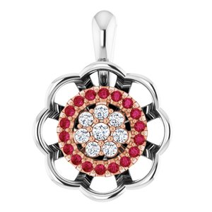 14K White/Rose Gold Natural Ruby & 1/6 CTW Natural Diamond Pendant