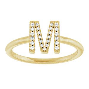 14K Yellow Gold .07 CTW Natural Diamond Initial M Ring