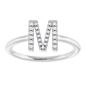Sterling Silver .07 CTW Natural Diamond Initial M Ring