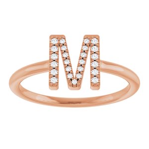14K Rose Gold .07 CTW Natural Diamond Initial M Ring