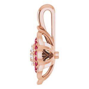 14K Rose Gold Natural Ruby & 1/6 CTW Natural Diamond Pendant