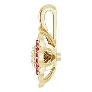 14K Yellow Gold Natural Ruby & 1/6 CTW Natural Diamond Pendant