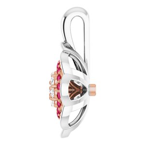 14K White/Rose Gold Natural Ruby & 1/6 CTW Natural Diamond Pendant