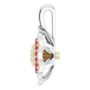 14K White/Yellow Gold Natural Ruby & 1/6 CTW Natural Diamond Pendant
