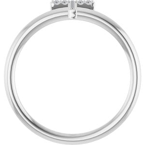 14K White Gold .04 CTW Natural Diamond Initial T Ring