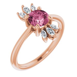 14K Rose Gold Natural Pink Tourmaline & 1/4 CTW Natural Diamond Ring