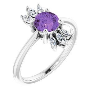 Platinum Natural Amethyst & 1/4 CTW Natural Diamond Ring