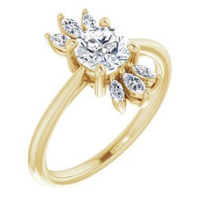 14K Yellow Gold Natural White Sapphire & 1/4 CTW Natural Diamond Ring
