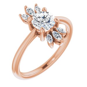 14K Rose Gold Natural White Sapphire & 1/4 CTW Natural Diamond Ring