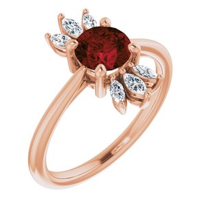 14K Rose Gold Natural Mozambique Garnet & 1/4 CTW Natural Diamond Ring