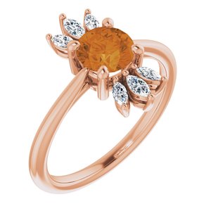 14K Rose Gold Natural Citrine & 1/4 CTW Natural Diamond Ring