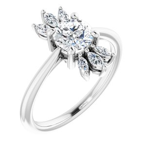 14K White Gold Natural White Sapphire & 1/4 CTW Natural Diamond Ring