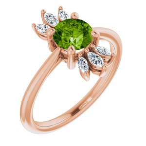 14K Rose Gold Natural Peridot & 1/4 CTW Natural Diamond Ring