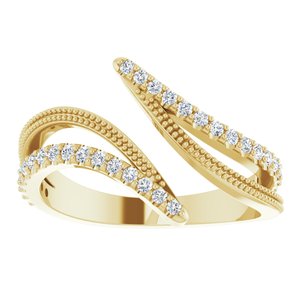14K Yellow Gold 1/4 CTW Natural Diamond Bypass Ring