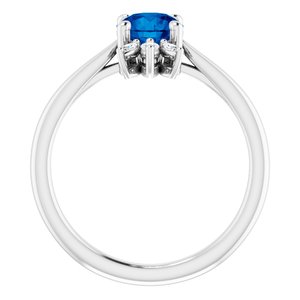 Platinum Natural Blue Sapphire & 1/4 CTW Natural Diamond Ring