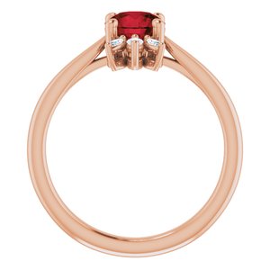 14K Rose Gold Natural Mozambique Garnet & 1/4 CTW Natural Diamond Ring