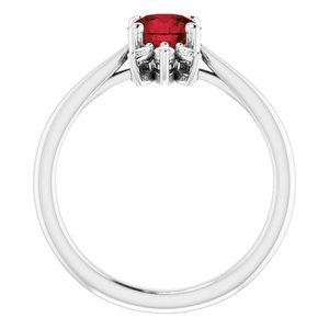 Sterling Silver Natural Mozambique Garnet & 1/4 CTW Natural Diamond Ring