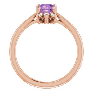14K Rose Gold Natural Amethyst & 1/4 CTW Natural Diamond Ring