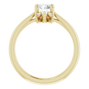 14K Yellow Gold Natural White Sapphire & 1/4 CTW Natural Diamond Ring