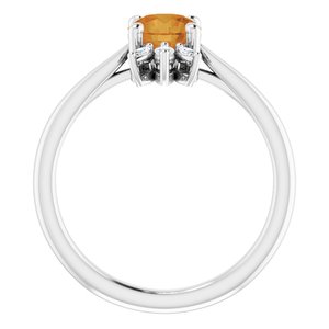 Platinum Natural Citrine & 1/4 CTW Natural Diamond Ring