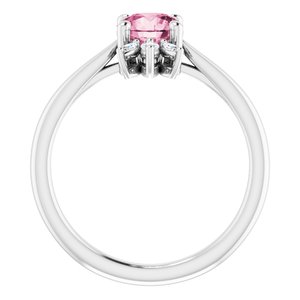 14K White Gold Natural Pink Tourmaline & 1/4 CTW Natural Diamond Ring
