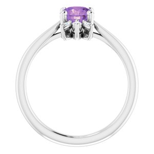 Sterling Silver Natural Amethyst & 1/4 CTW Natural Diamond Ring