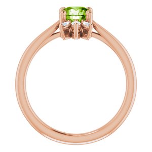14K Rose Gold Natural Peridot & 1/4 CTW Natural Diamond Ring