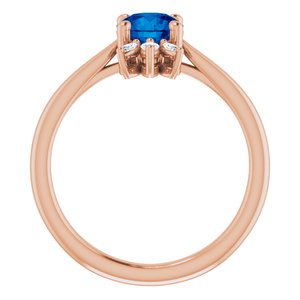 14K Rose Gold Natural Blue Sapphire & 1/4 CTW Natural Diamond Ring