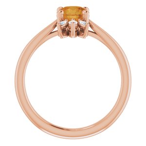 14K Rose Gold Natural Citrine & 1/4 CTW Natural Diamond Ring