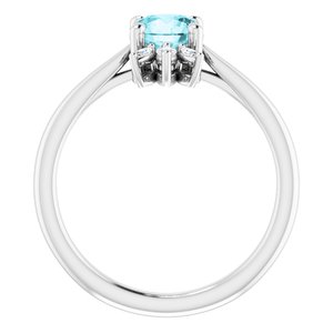14K White Gold Natural Blue Zircon & 1/4 CTW Natural Diamond Ring