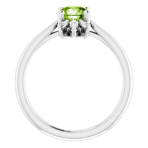 Sterling Silver Natural Peridot & 1/4 CTW Natural Diamond Ring