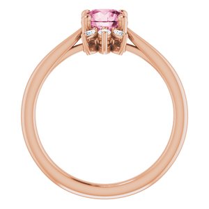 14K Rose Gold Natural Pink Tourmaline & 1/4 CTW Natural Diamond Ring