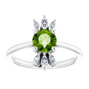 Sterling Silver Natural Peridot & 1/4 CTW Natural Diamond Ring