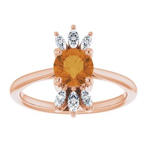 14K Rose Gold Natural Citrine & 1/4 CTW Natural Diamond Ring