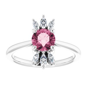 Sterling Silver Natural Pink Tourmaline & 1/4 CTW Natural Diamond Ring
