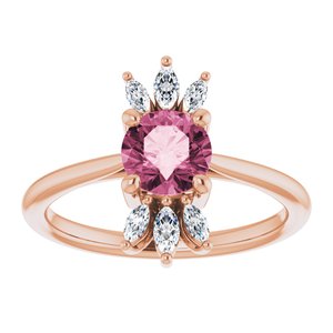 14K Rose Gold Natural Pink Tourmaline & 1/4 CTW Natural Diamond Ring