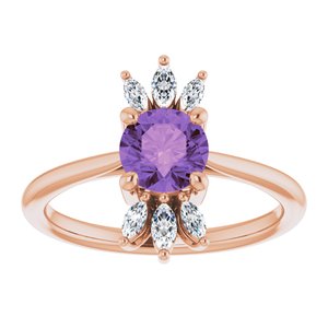 14K Rose Gold Natural Amethyst & 1/4 CTW Natural Diamond Ring