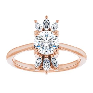 14K Rose Gold Natural White Sapphire & 1/4 CTW Natural Diamond Ring