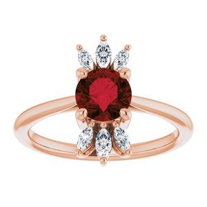 14K Rose Gold Natural Mozambique Garnet & 1/4 CTW Natural Diamond Ring