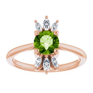 14K Rose Gold Natural Peridot & 1/4 CTW Natural Diamond Ring