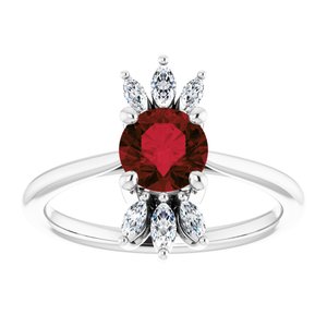 Sterling Silver Natural Mozambique Garnet & 1/4 CTW Natural Diamond Ring