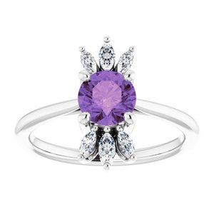 Platinum Natural Amethyst & 1/4 CTW Natural Diamond Ring