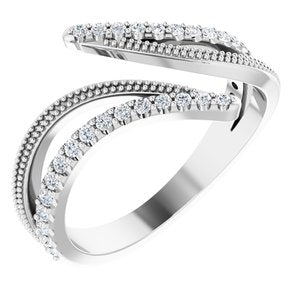 Sterling Silver 1/4 CTW Natural Diamond Bypass Ring